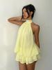 European & American Women's Backless Halter Strap Dress - Holiday Slim Fit with Puffy Short Skirt