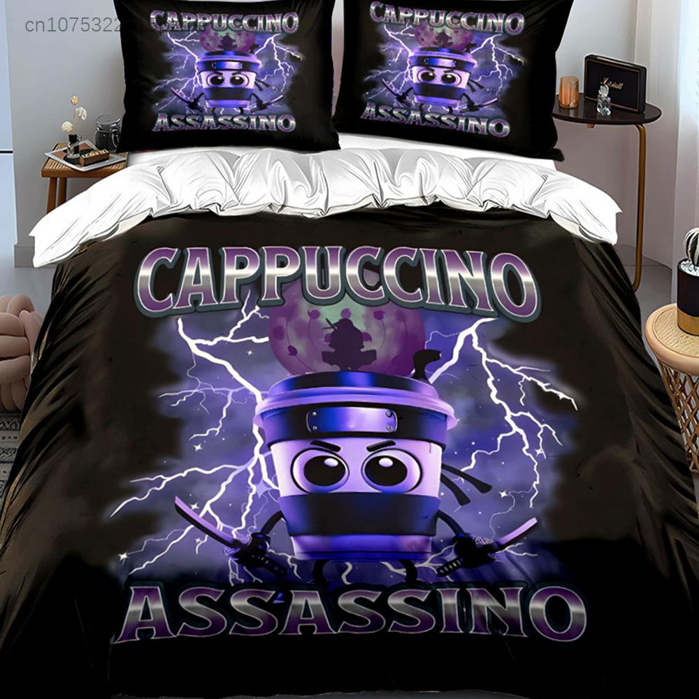 "Cappuccino Ninja Decor Set" Multiple Sizes kid's And adults' Bedroom Exquisite 3PC Bedding set, Gift