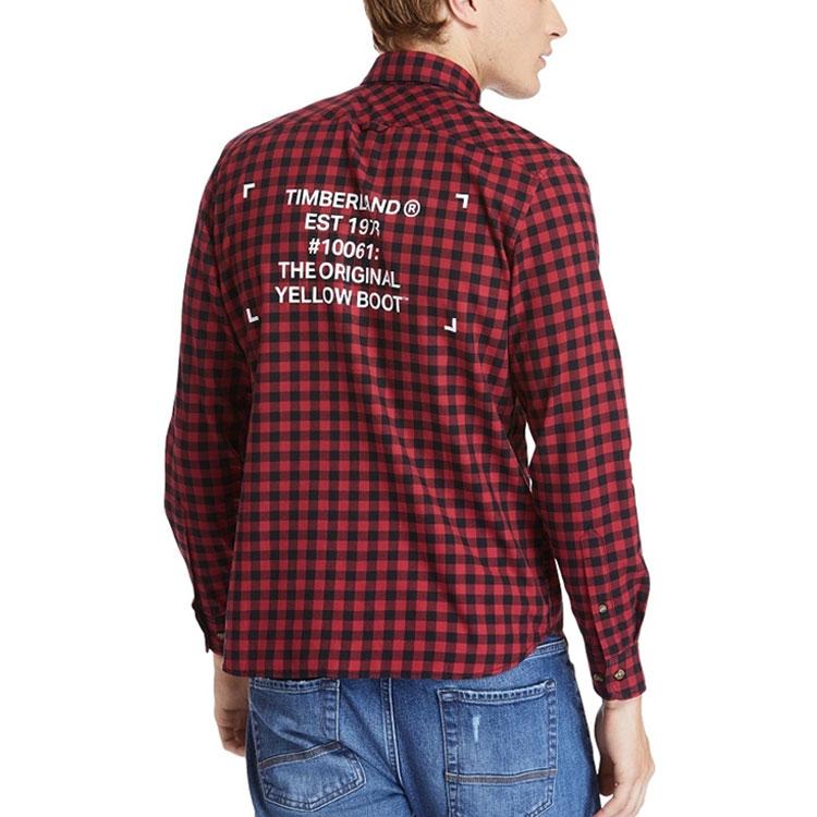 Timberland סדרת חוץ עירונית חולצת משבצות נושמת שרוול ארוך גברים חולצות ורוד-אבק A2EDX-C58