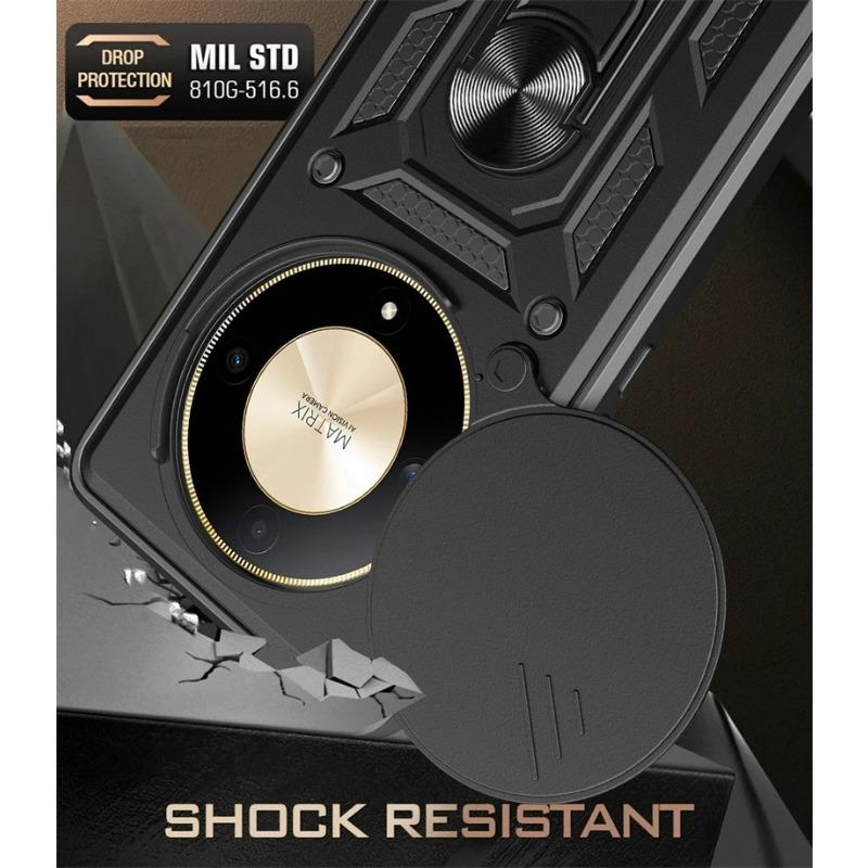 For Honor Magic6 Lite Case Slide Camera Armor Phone Case For Honor Magic 6 Light Magic6Lite 5G Magnetic Ring Holder Back Cover