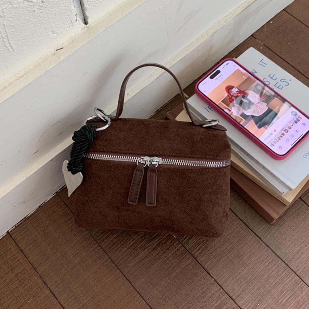 Retro Faux Suede Women Handbags Small Box Designer Bags for Women Shoulder Bag Autumn and Winter Crossbody Bags Clutch Tote Chic