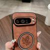 Leaf Pattern Leather Wireless Charge Magnetic Case For Google Pixel 9 Pro XL 8A 8 Pro 7A 7 Solid Color TPU Soft Shockproof Slim Matte Phone Cover