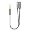3,5 mm Kopfhörer-Splitter, Kopfhörer-Adapter, 1 Stecker auf 2 Buchsen, Mikrofon-Y-Splitter