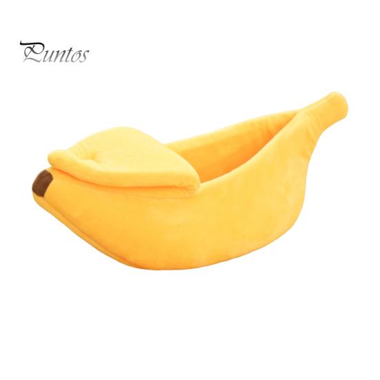 

Кровать для домашних животных в форме банана, полузакрытый спальный мешок для домашних животных, зимний теплый домик для кошек, утолщенная подушка, домик-убежище для домашних животных для маленьких собак, кошек, кроликов S жёлтый
