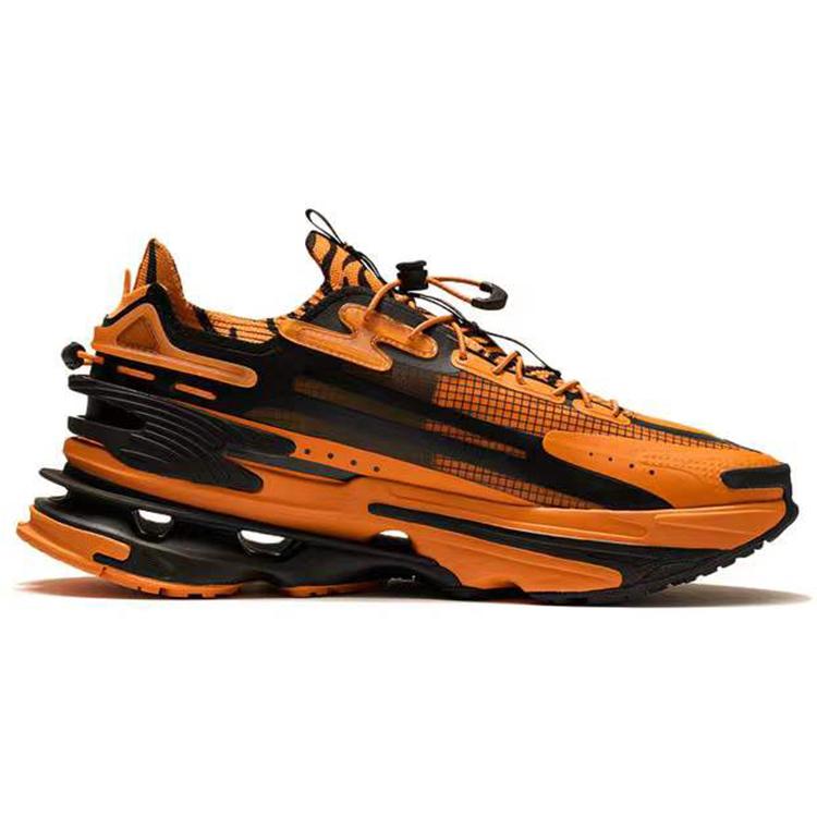 New LiNing CF Tracing Hiking Shock Absorbers Slip Resistant Abrasion Resistant Low Top Casual Shoes Men's Black Orange AGLS085-1