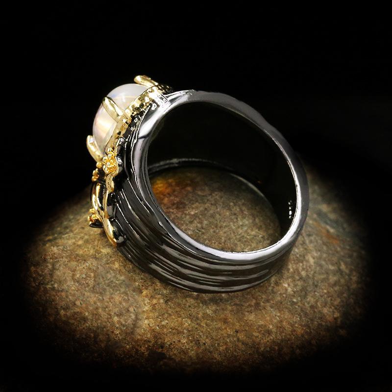 Creative Abstract Line Art Wrapping Moonstone Ring