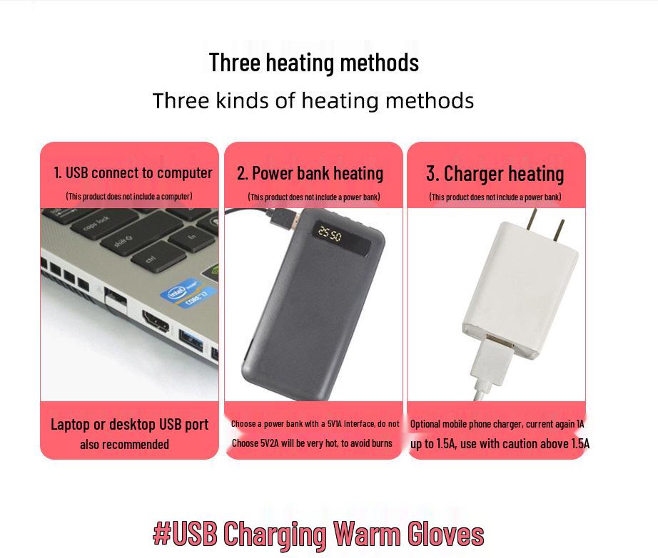 Luvas Aquecidas USB com Forro de Lã e Touchscreen - Luvas Quentes de Ciclismo de Dedo Inteiro para Homens e Mulheres