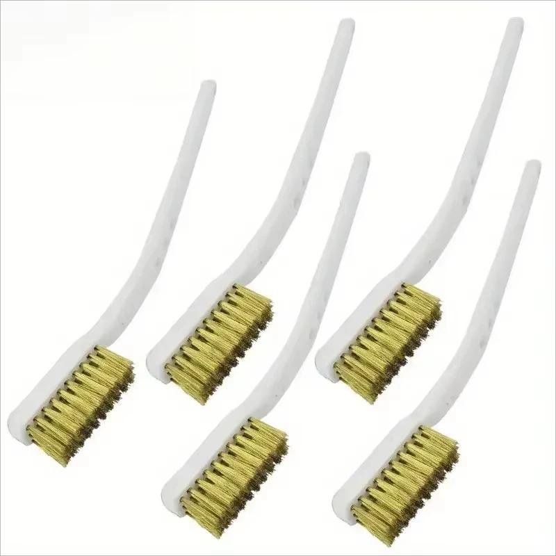 1/3/5pcs Mini Brass Wire Brush Set for Paint & Rust Removal Industrial Metal Polishing Burr Cleaning Tool