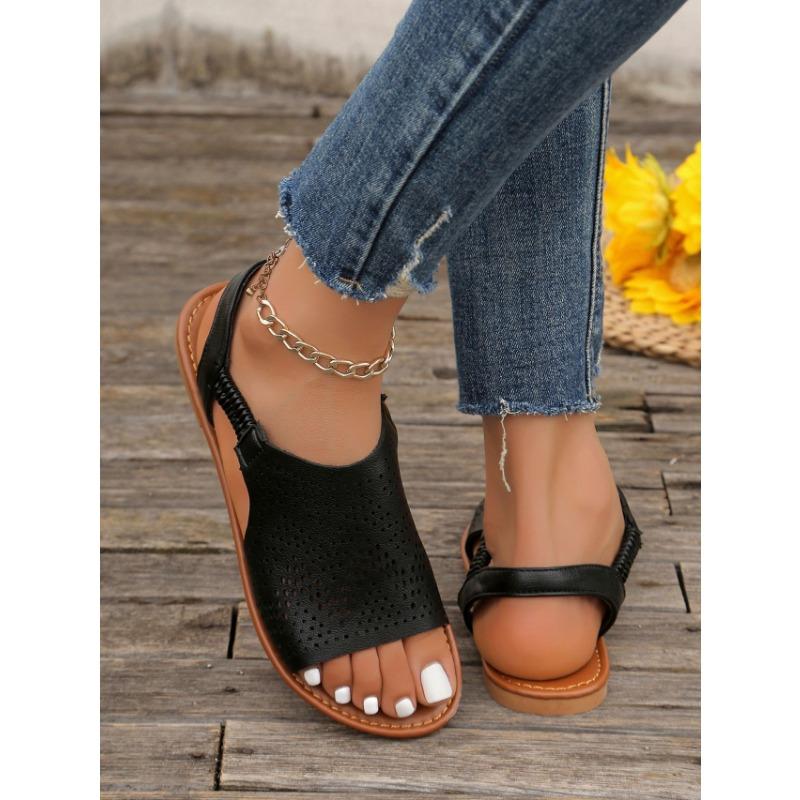 Women's Flat Sandals Women's Spring and Summer New Open Toe Fashion Beach Shoes Low Heel Comfortable Large Size Sandals