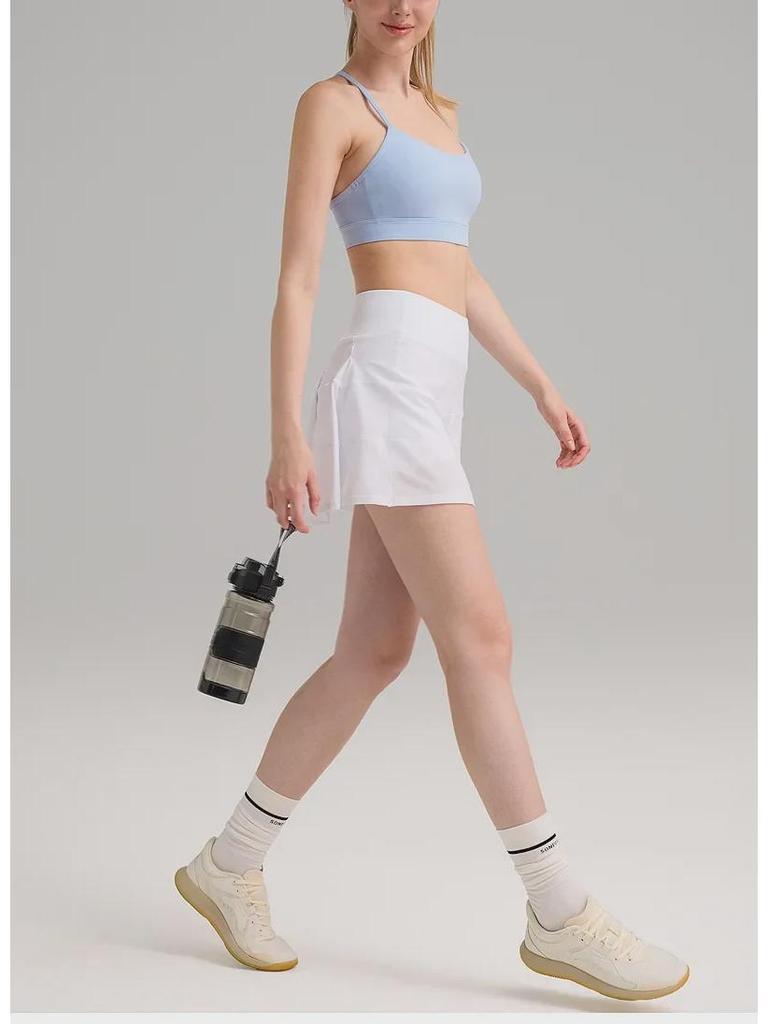 Women's High Waist Quick-Dry Pleated Sports Skirt with Built-In Shorts for Running and Tennis