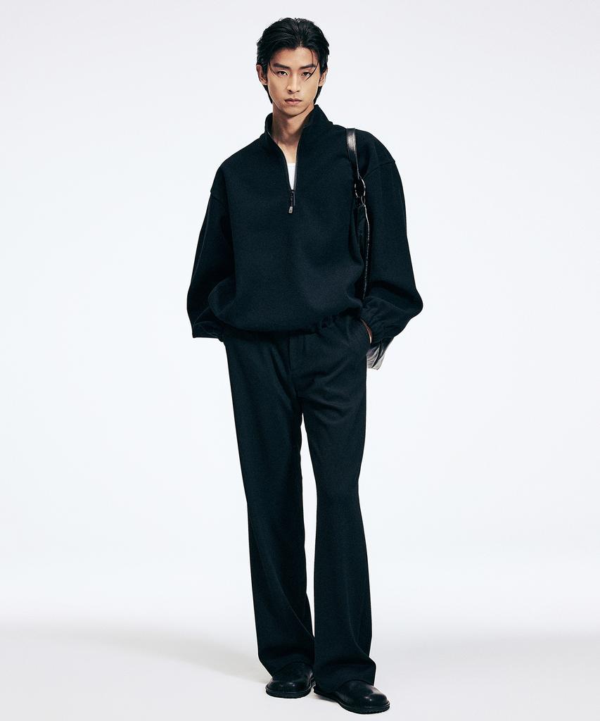 Tienjiti Wide Fit Ribbed Banding Pants (Black) Tnpa6E109Bk