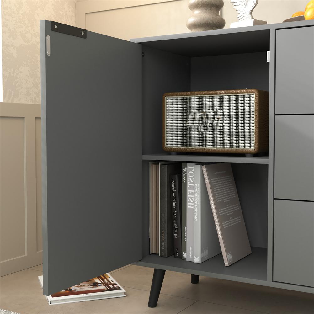 US Sideboard Buffet Cabinet Floor Storage Console Table Sideboard Cabinet With 1 Door & 3 Drawers For Home Entryway Living Room