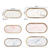 Creative Gilt Border Marble Ceramic Oval Tray Western Dinner Plate Dessert Plate Home Jewelry Storage Tray Interior Decoration