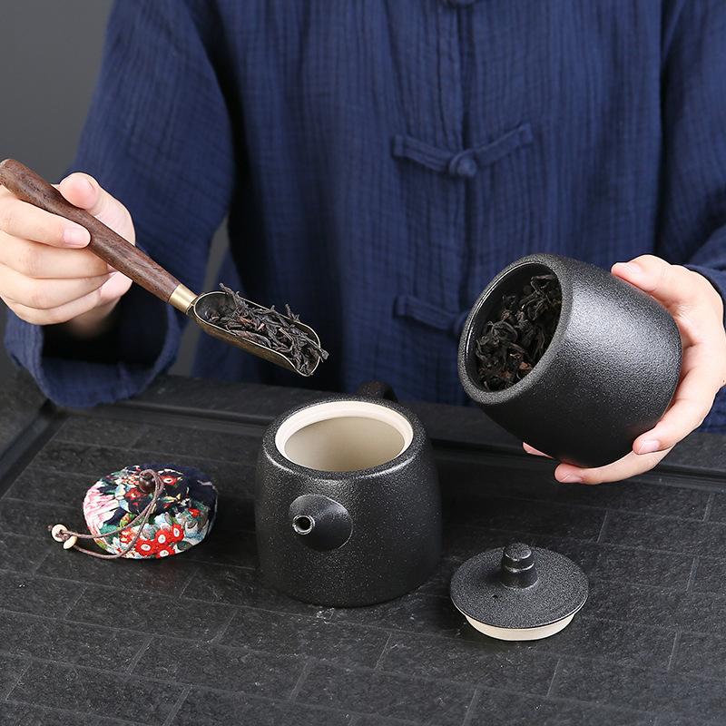 Klassische Teekanne Matt Schwarz Weiß Versiegelt Süßigkeiten Snack Kaffeebohnen Vorratsbehälter Haushalt Porzellan Teelager Lebensmittelbehälter