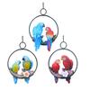Parrot Pendant, Waterproof Resin Outdoor Garden Decoration with Iron Ring Suspension, Realistic Macaw Pair Hanging Ornament for Balcony Trees Indoor