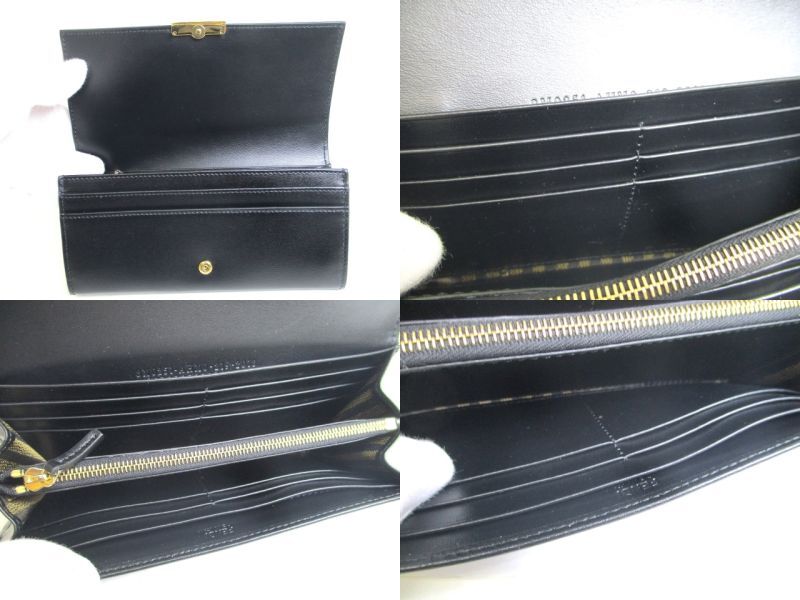 Authentic FENDI Black Leather Bifold Long Wallet Flap Wallet Baguette Continental #a134  Refurbished