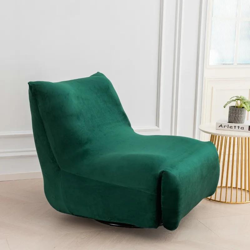 Velvet Single Seated Fireside Chair Cover with Elastic Bottom Stretch Armless Lounge Chaise Slipcover Removable Furniture Cover