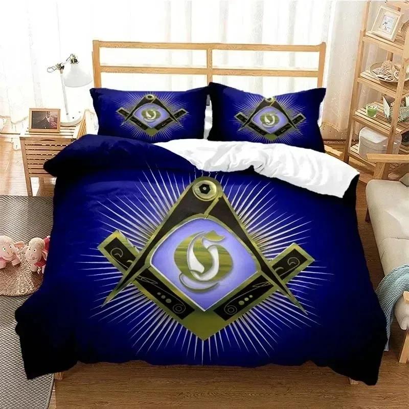 Masonic Freemason Illuminati Comfortable Duvet Quilt Cover Pillowcase Bedding Set Children Bedroom Decoration Home Textile