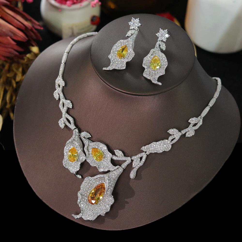 ASNORA Unique Flower Design Necklace Fashion Bridal Wedding Cubic Zirconia For Women Classic Party Jewelry Sets for Women