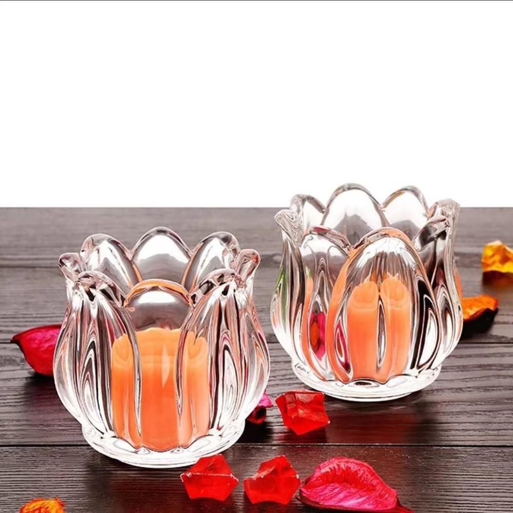 2PCS Vintage Glass Candle Holder Mini Candlestick Holder Candle Stand  Living Room