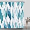 Blue striped shower curtain abstract wave lines modern minimalist bathroom decoration polyester fabric waterproof shower curtain