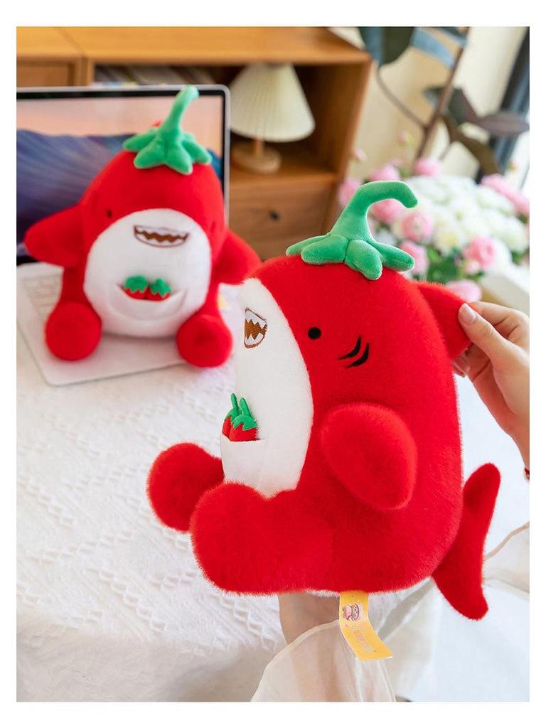 Pernă de pluș Rechin și Ridiche: Păpușă drăguță morcov și iepuraș alb îmbrățișată