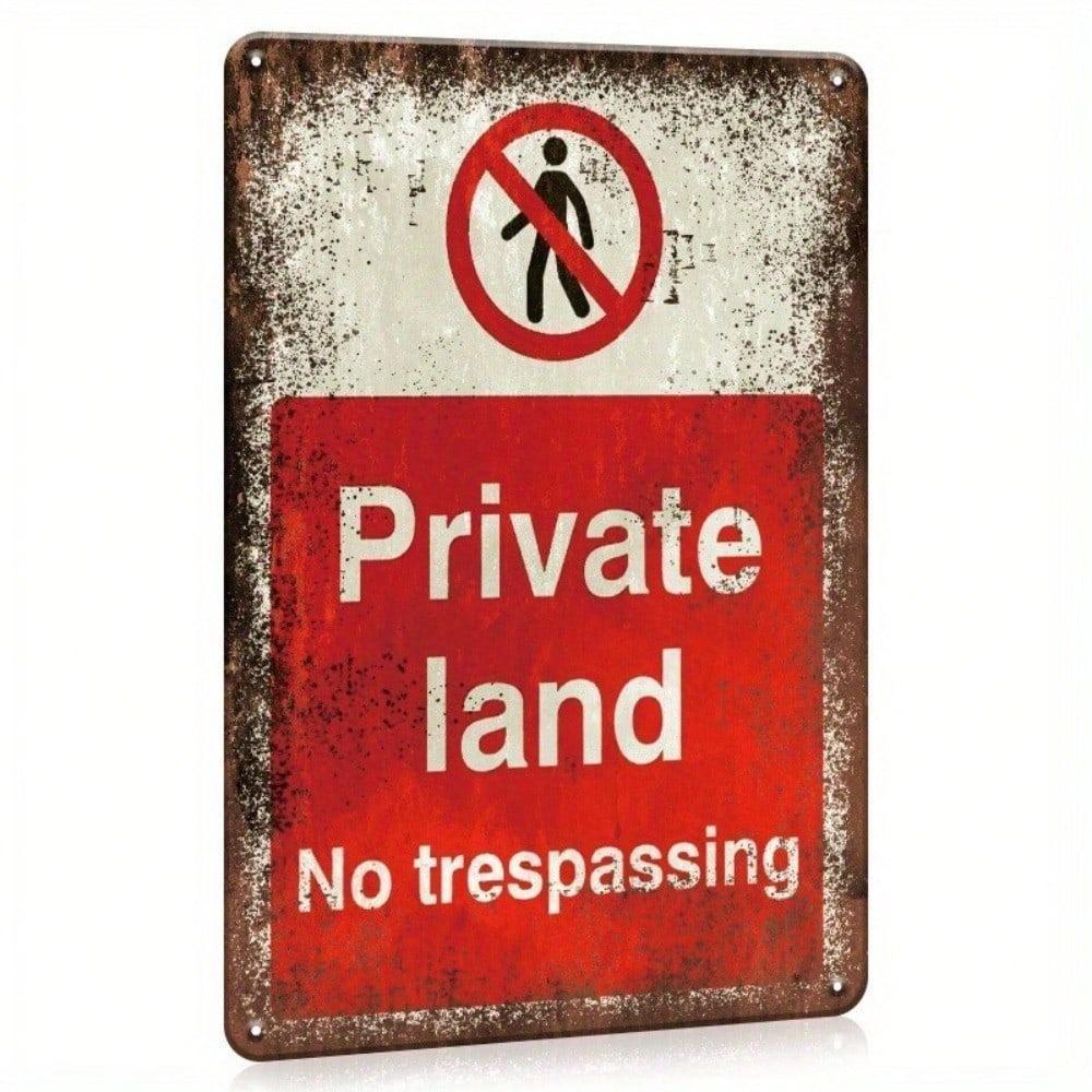 Vintage Metal No Trespassing Tin Sign Waterproof 8x12 Rustic Retro Wall Decor Garage Pub Man Cave