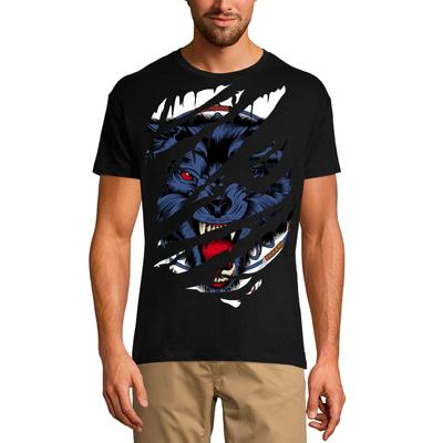 Ανδρικό Σχισμένο T-Shirt Τρομακτικός Τρελός Λύκος - Vintage Μπλούζα για Άνδρες
