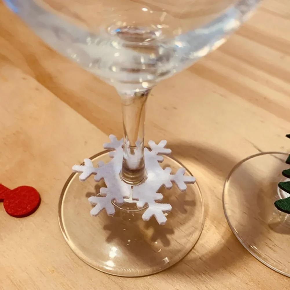 10pcs Felt Wine Cup Glass Ring Card Christmas Home Decoration Table Xmas New Year Eve Party Decoration Supplies Navidad Noel