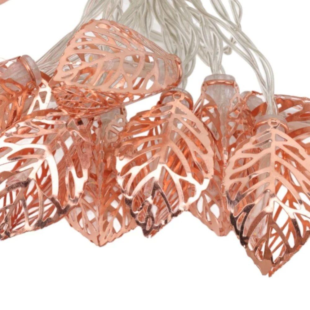 Warm White LED Decorative Lamp Hollow Design Golden Metal Leaf Decorative Lights Battery Operated Shaped Design LED String Light