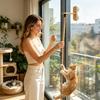 Katzenkletterseil mit Sprungbrett 2m Interaktives Spielzeug Wandmontiertes Seil Katzenregale für Kätzchen zum Spielen Kratzen Ausruhen