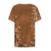 T-shirt da donna casual retrò stampata con bottoni, girocollo a maniche corte