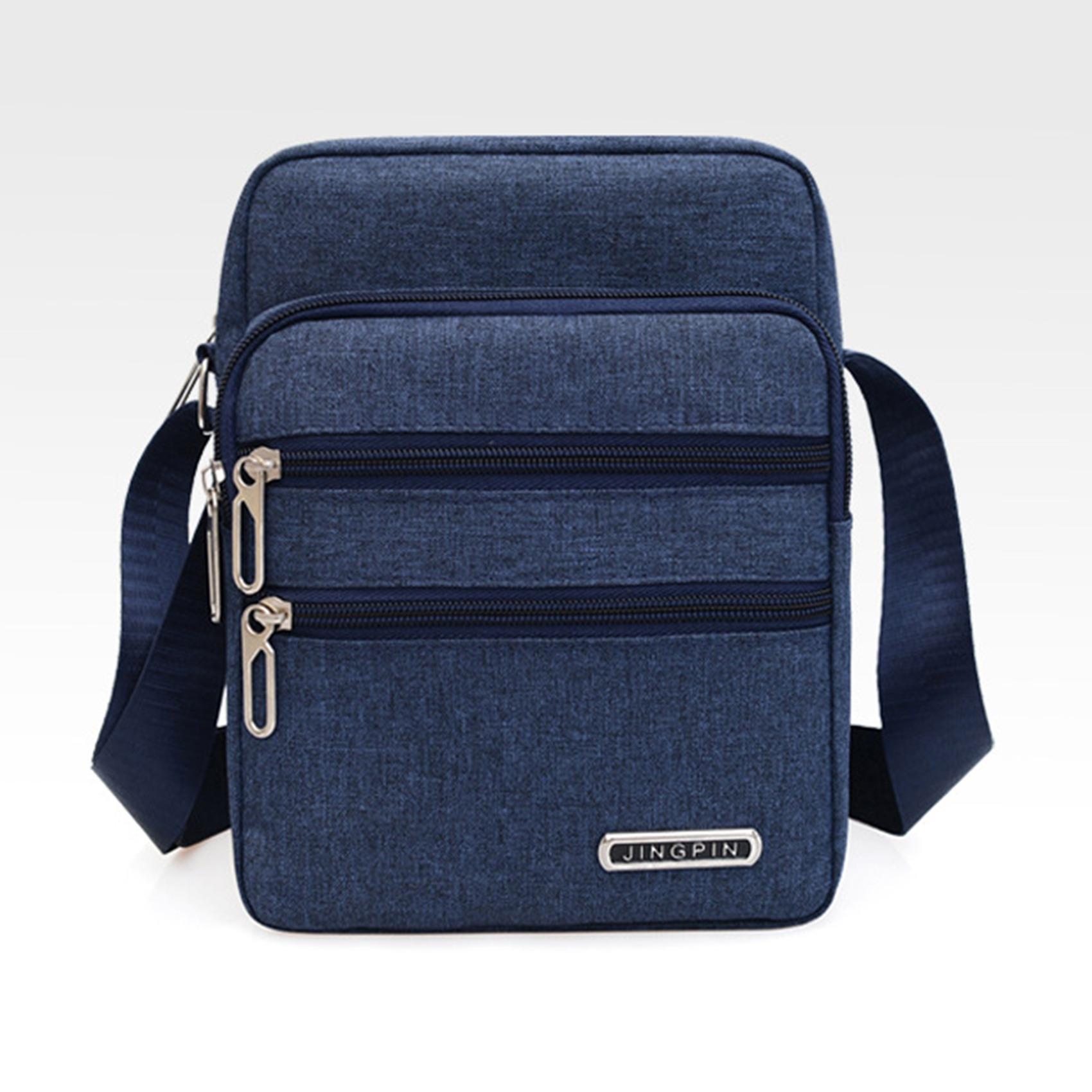 

Мужская сумка через плечо для бизнеса, отдыха, портативная сумка большой емкости на молнии, многослойная водонепроницаемая летняя мужская сумка через плечо синий