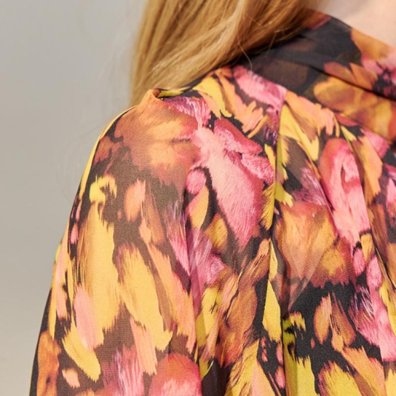 Maxza Art Flower Two Way Tie Sheer Blouse Zf05qb007nh
