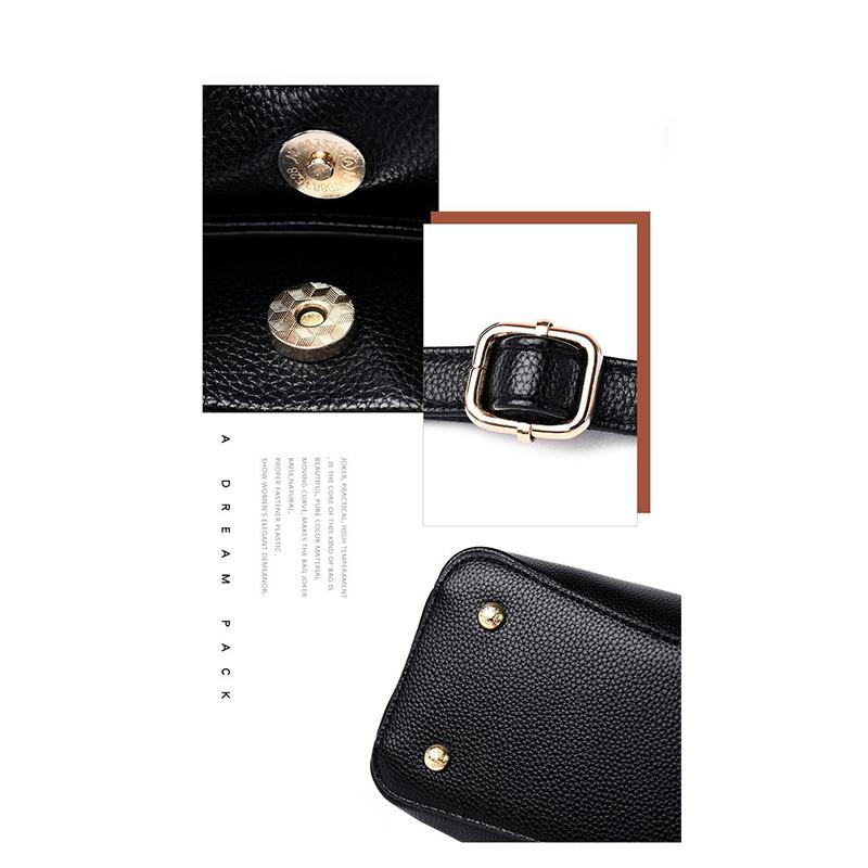 Bolsa de ombro de couro sintético genuíno de luxo, bolsa de mão de cor sólida para mulheres, bolsa de mensageiro feminina