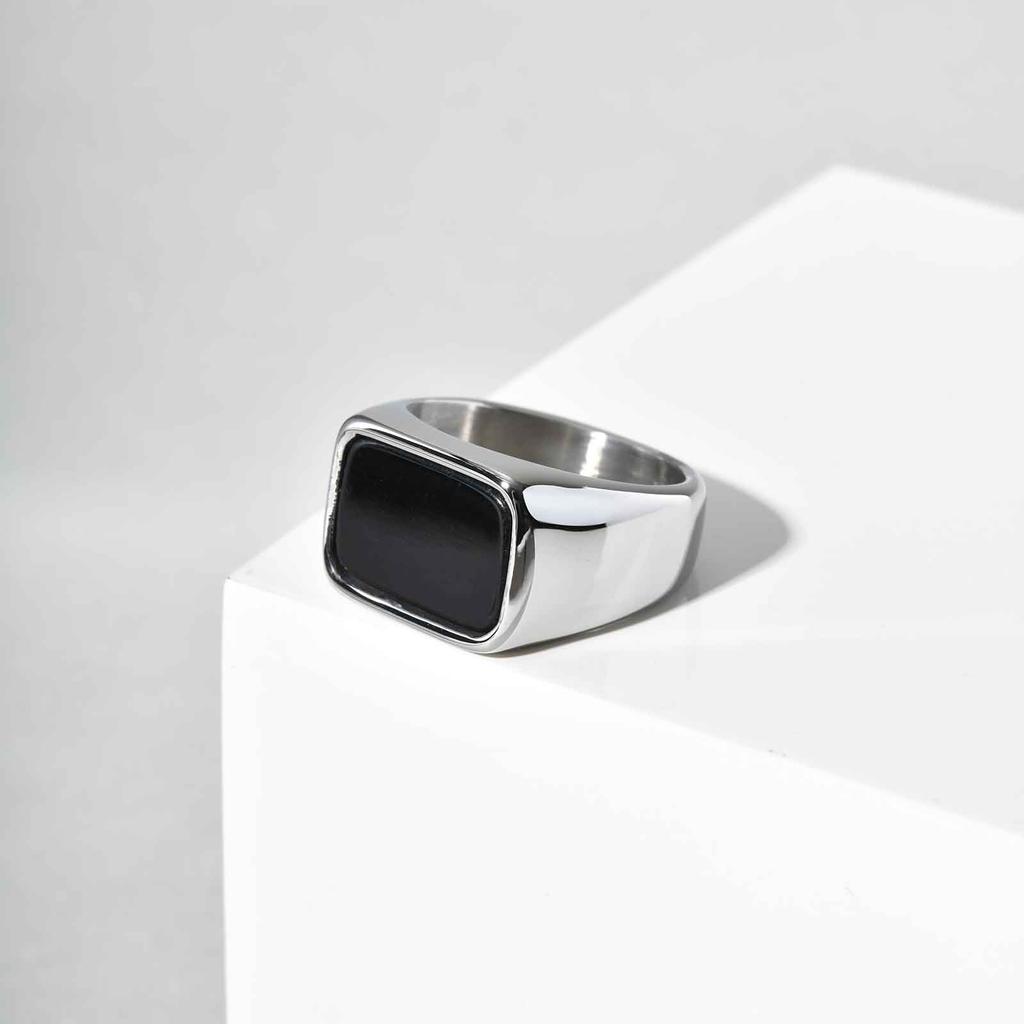 High Quality Stainless Steel Square Signet Ring for Men, Gold Silver Color Chunky Wide Ring, Fashion Punk Waterproof Jewelry