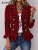 Blazer da Donna in Velluto con Risvolti e Chiusura a Bottoni per Abbigliamento Formale Autunno Inverno