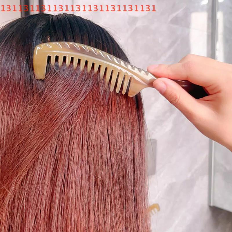 Handmade Natural Horn Fine Tooth Comb Anti-Static Hair Care Massage Comb Eco-Friendly Hairdressing Tool for Gentle Hair Stroking