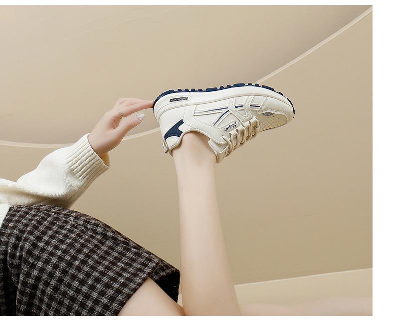 Women's Leather Surface Running Shoes, Spring 2026 - Versatile Casual & Athletic Footwear, Forrest Gump Style, Dad Shoe Design.