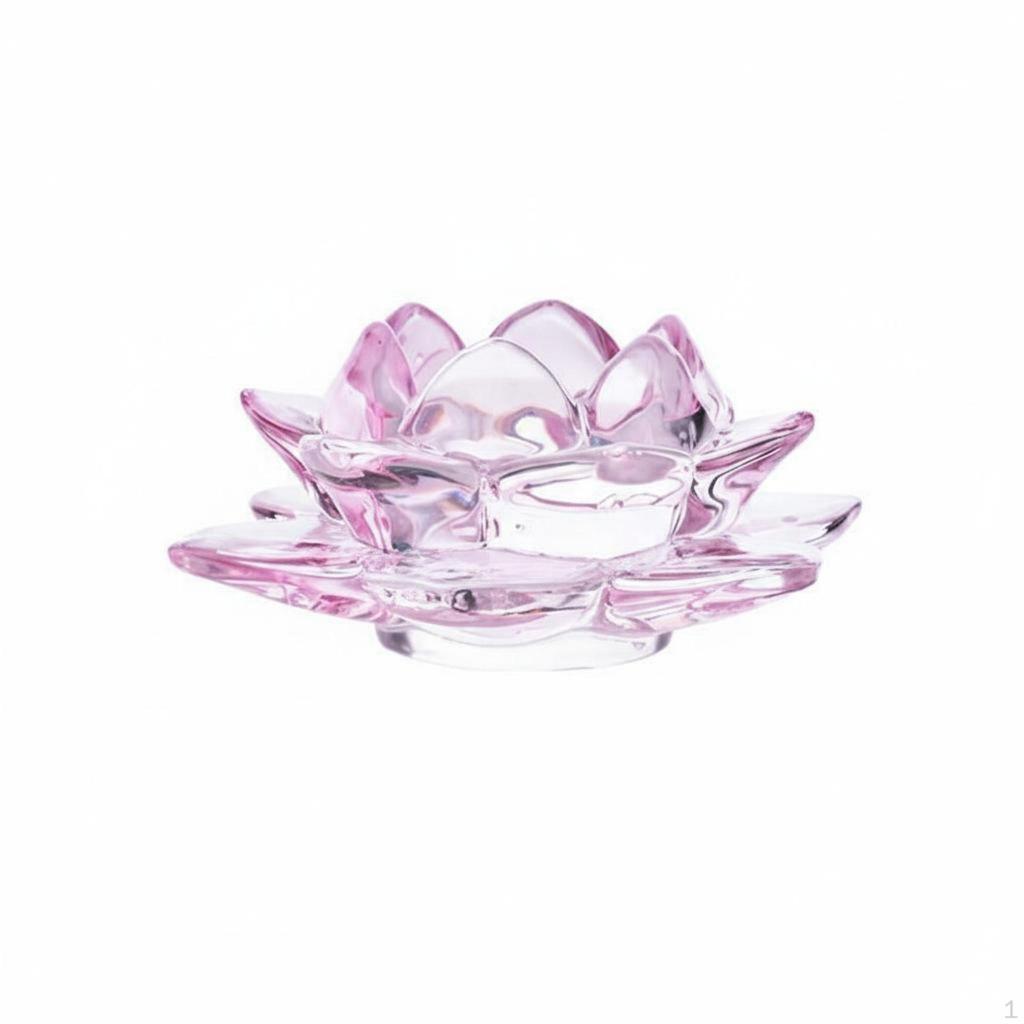 Glass Lotus Candle Holder Feng Shui Decor Flower Tealight Decorative Accent