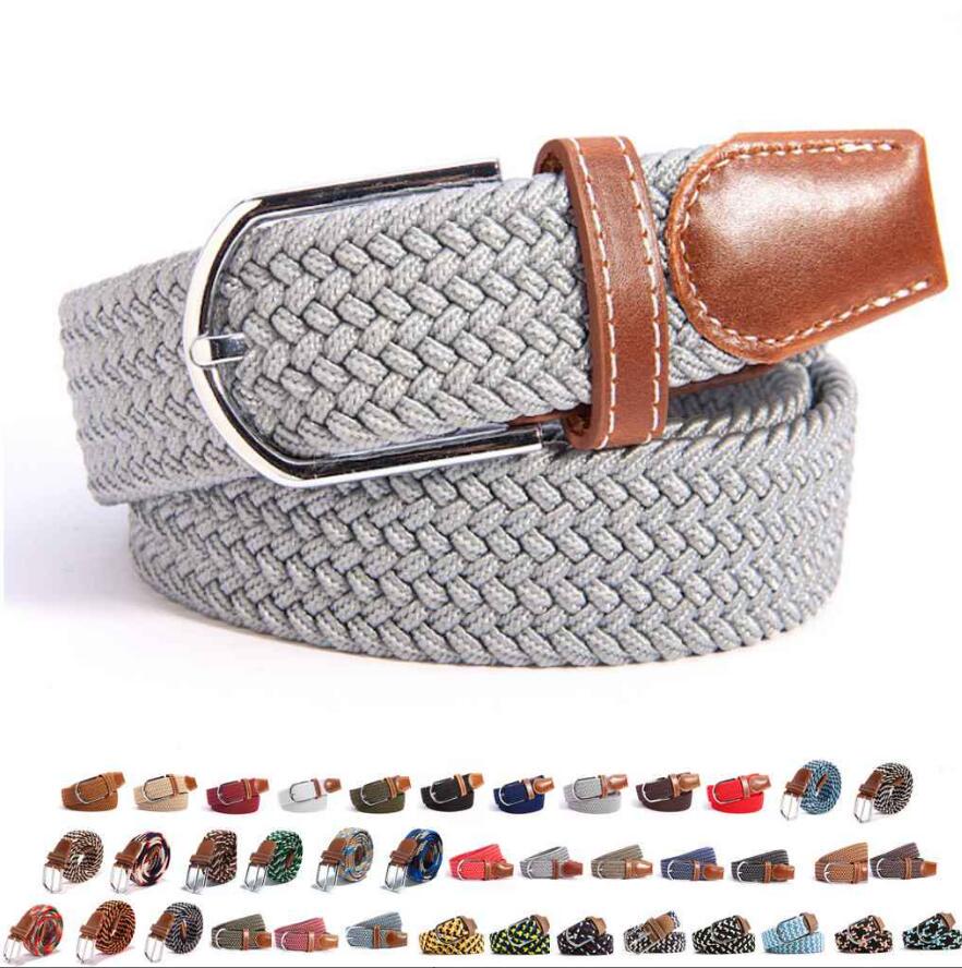 Men Women Colorful Elastic Stretchy Belt Leather End and Silver Metal Buckle Jeans Pant Accessory