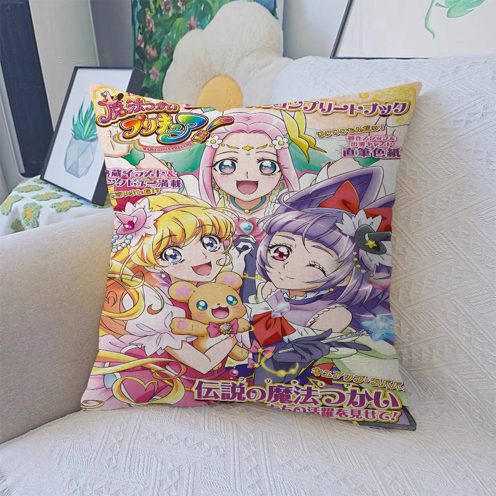 Precure Anime Pillow Covers Cartoon Sofa Decorative Home Double-sided Printing Short Plush Cute Cushion Cover