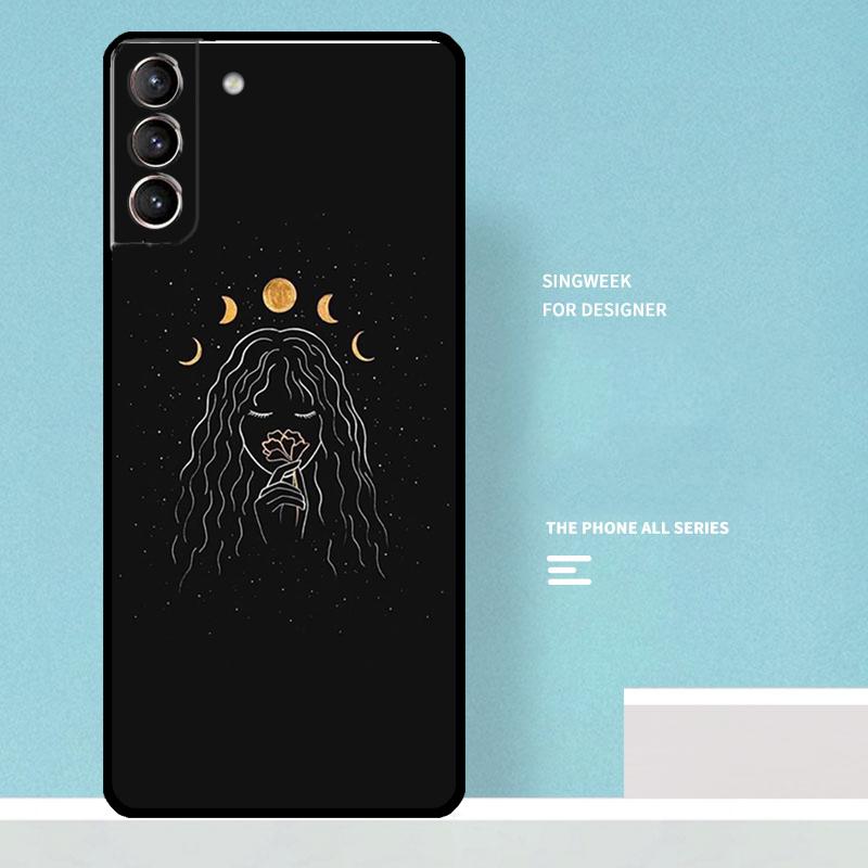 Crescent Moon Tarot Stars Sun Phone Case For Samsung Galaxy S24 Ultra S23 S22 Plus S21 S20 FE S8 S9 S10 Note 10 20 Cover