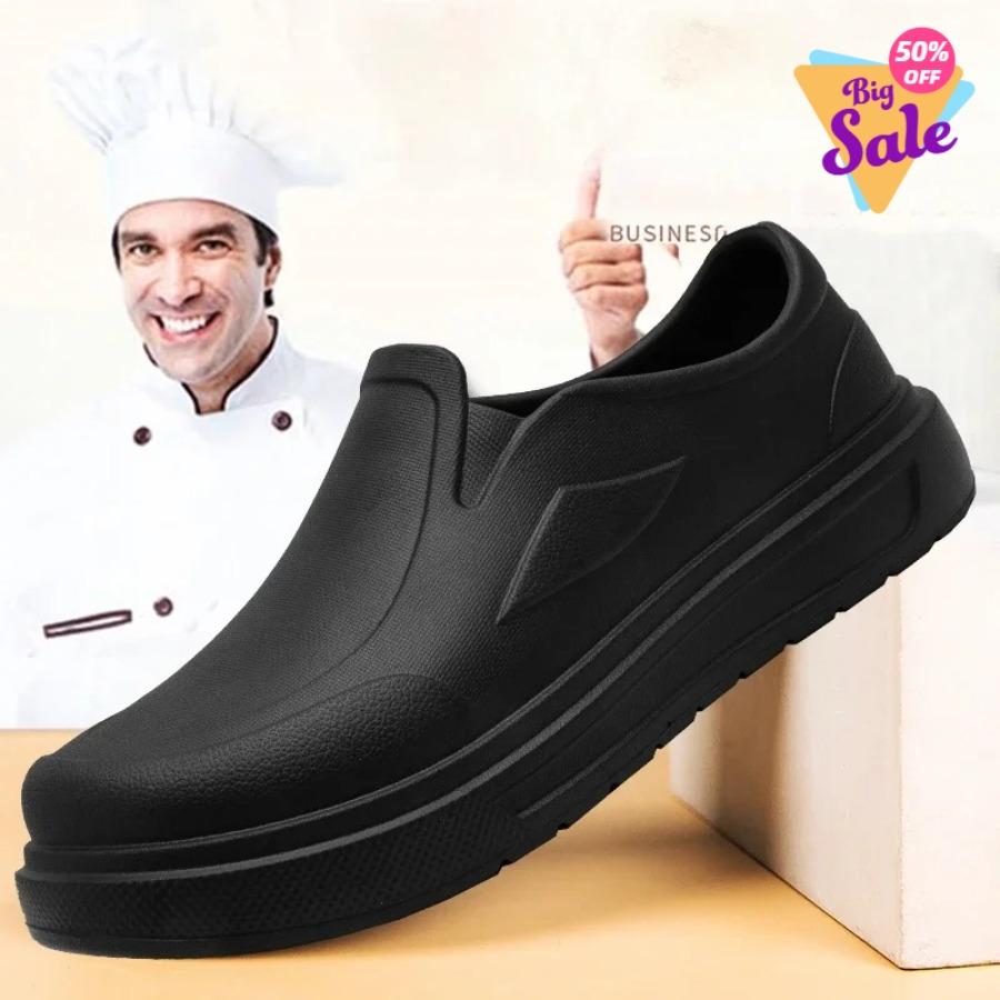 Herren Kochschuhe Anti-Rutsch Ölbeständig Schmutzabweisend Küchenschuhe Arbeitsschuhe Schnelltrocknend Regenschuhe Große Größe Atmungsaktive Clogs
