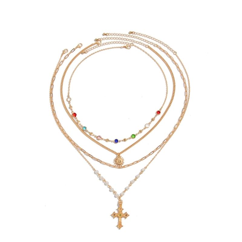 

Vintage French Style Multi Layer Simulated Pearls Necklace Adjustable Chain for Multi Occasion Stackable Jewelry Accessories