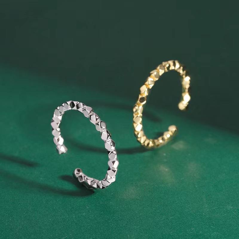 A Few Rings Women's Handmade Design Geometric Cutting Surface Rhombus Small Square Open Index Finger Ring
