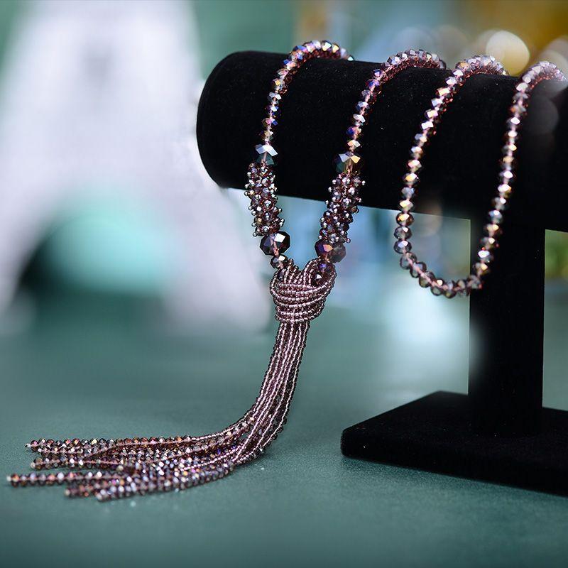 JMXD-jewelry, Austrian Crystal Beaded Necklace Women's Long Fringed Sweater Chain
