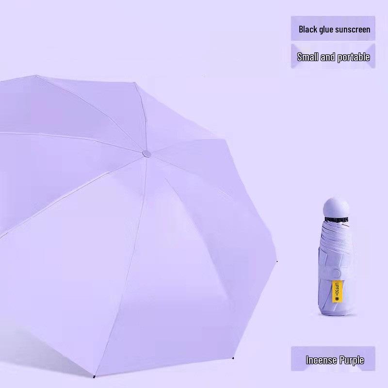 UV Protective Black Folding Sun Umbrella - Anti-Ultraviolet Women's Sunshade with Custom Logo