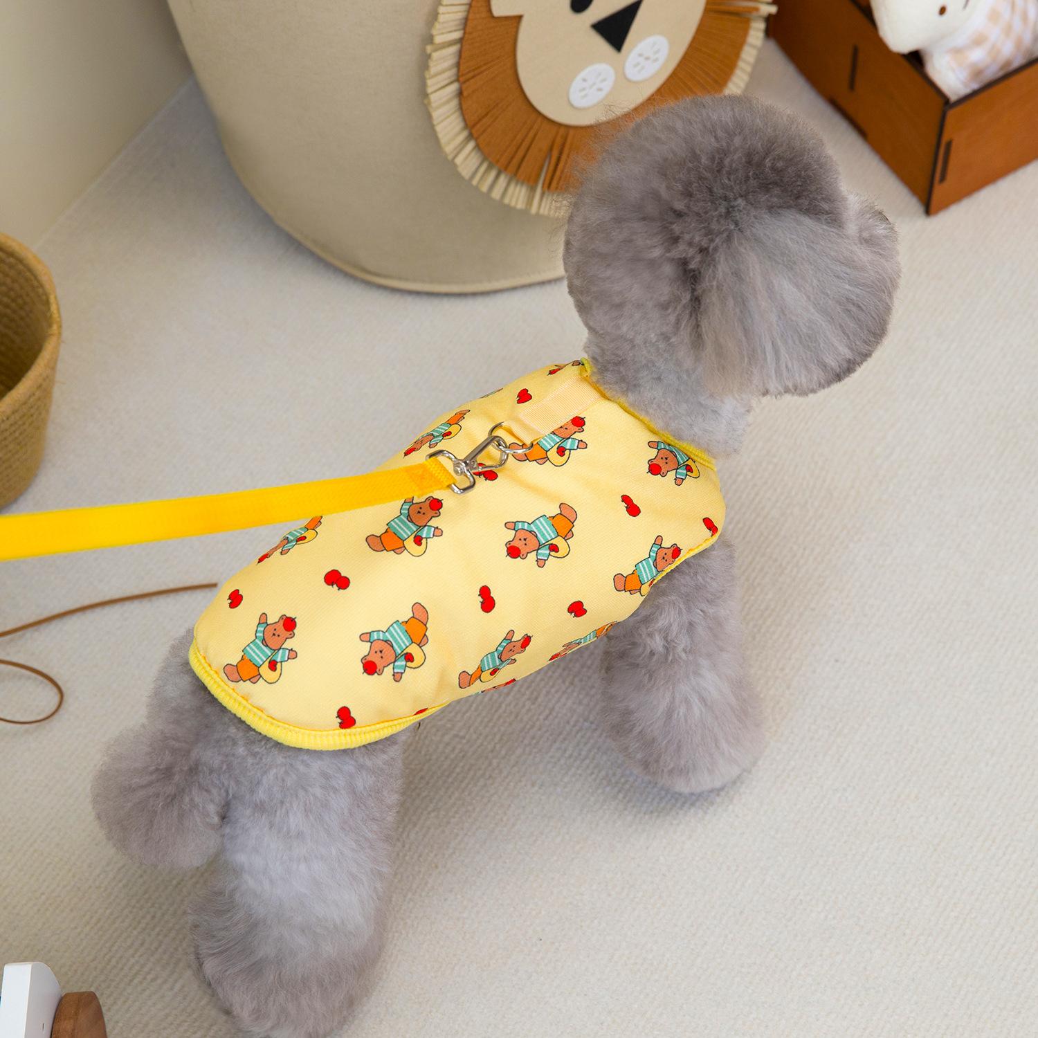 

Пальто цвета мороженого для домашних животных, подходит для маленьких собак и кошек, чтобы носить осенью и зимой, теплый и удобный жилет с принтом медведя XXL