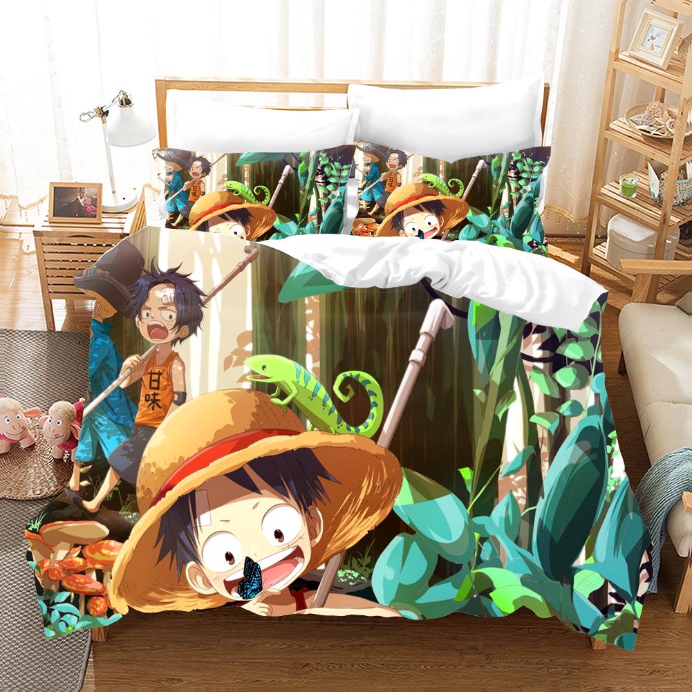 One Piece Luffy Ruffy Anime Duvet Cover Quilt Bedding Comforter Set 4